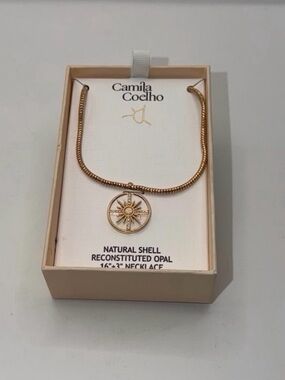 New Camila Coelho Natural Shell Reconstituted Opal Sunburst Necklace